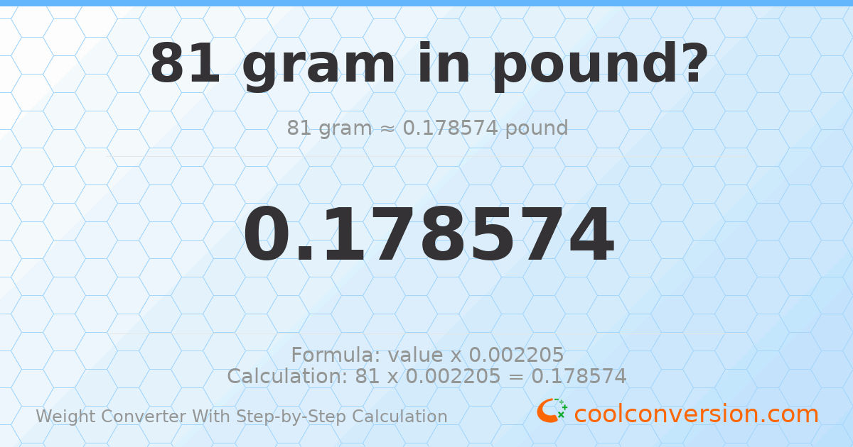 81 grams = 0.178574 pounds