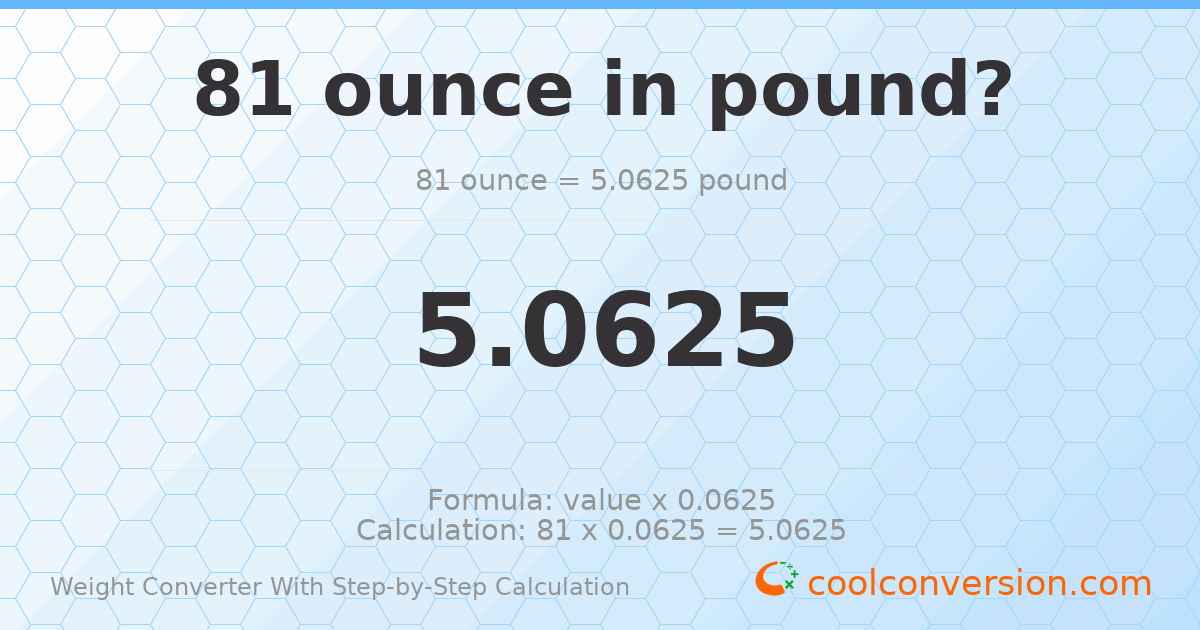 81 ounces = 5.0625 pounds