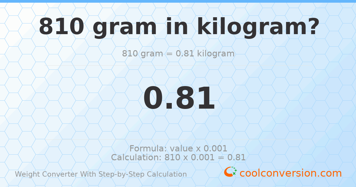 810 grams = 0.81 kilograms