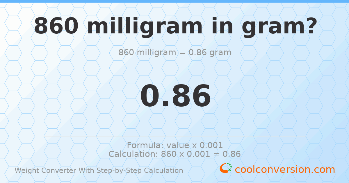 860 milligrams = 0.86 grams