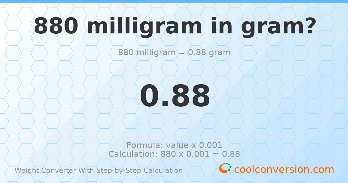 880 milligrams = 0.88 grams
