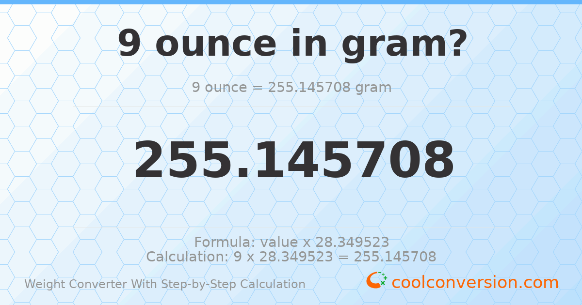 9 ounces = 255.146 grams