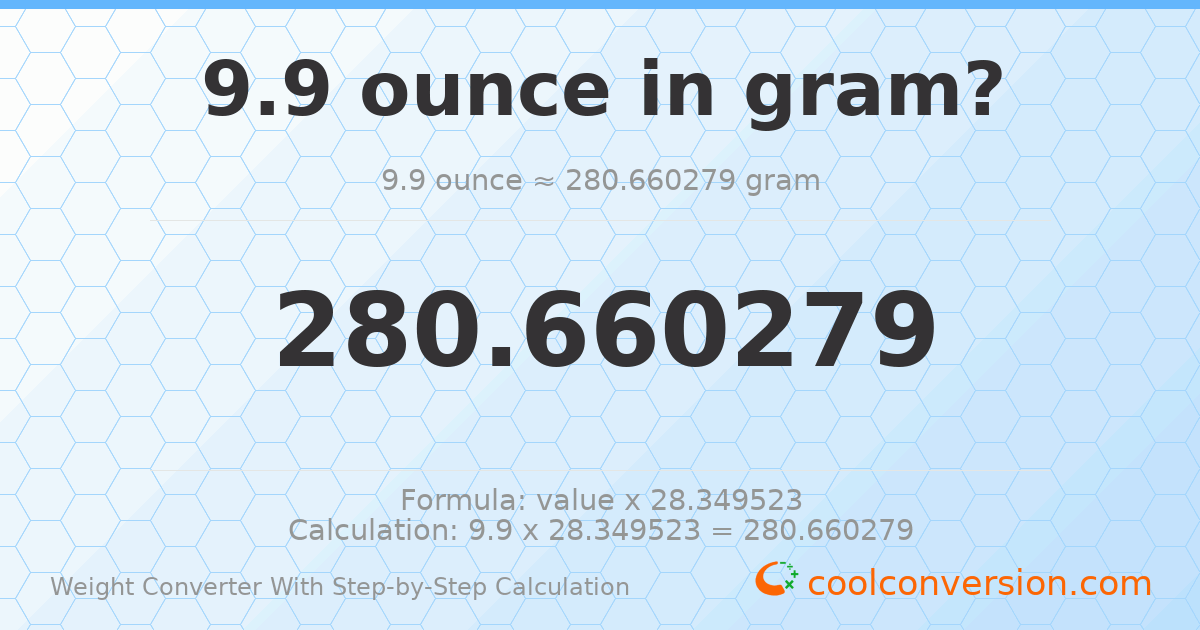 9.9 ounces = 280.66 grams