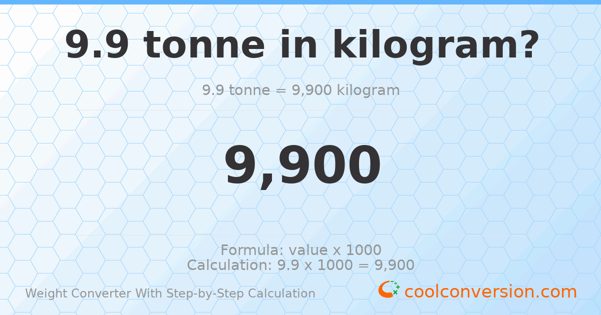 9.9 tonnes = 9900 kilograms