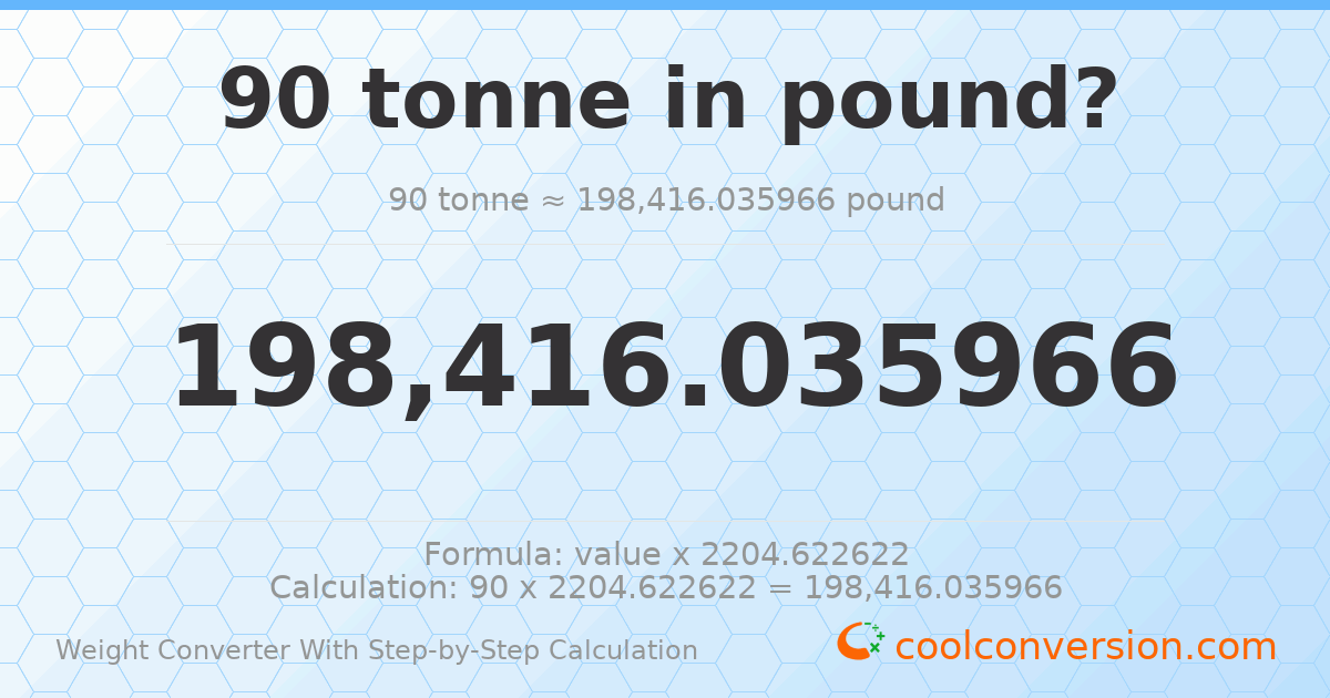 90 tonnes = 198416 pounds