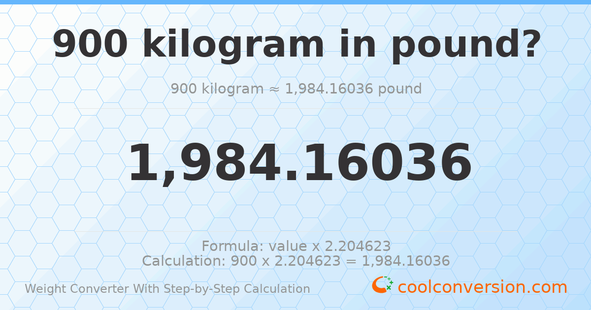 900 kilograms = 1984.16 pounds