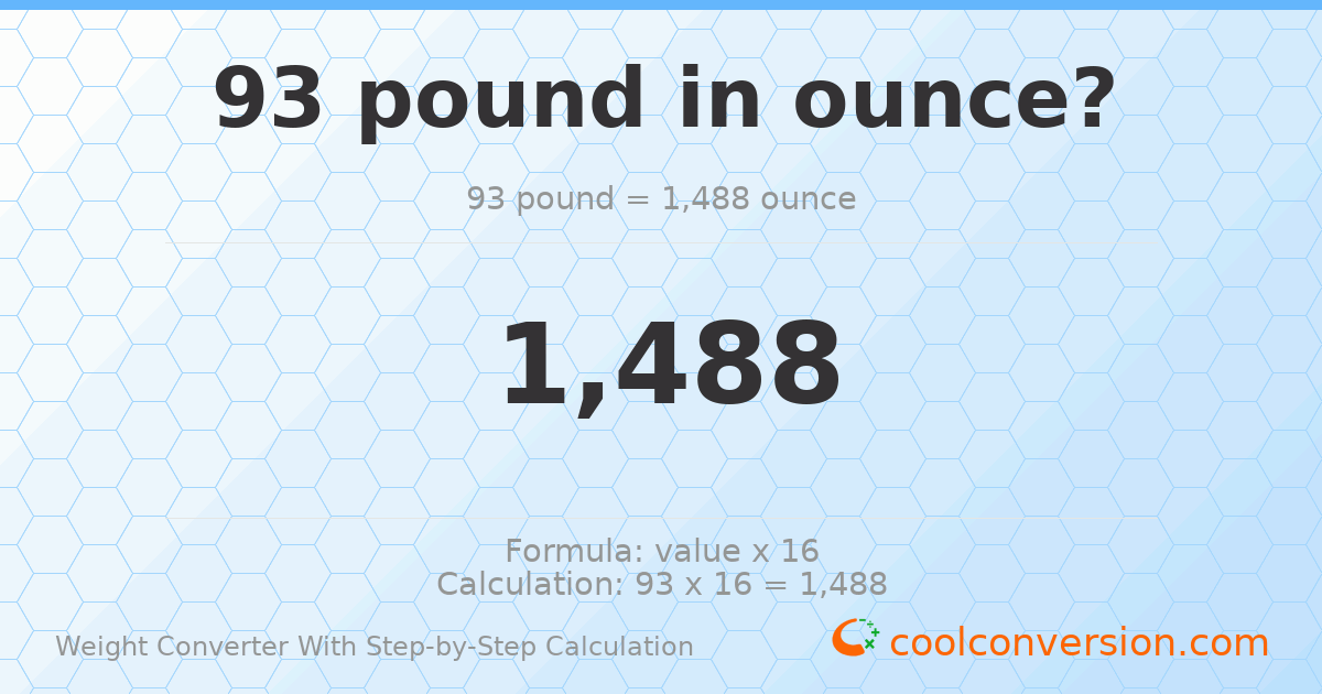 93 pounds = 1488 ounces