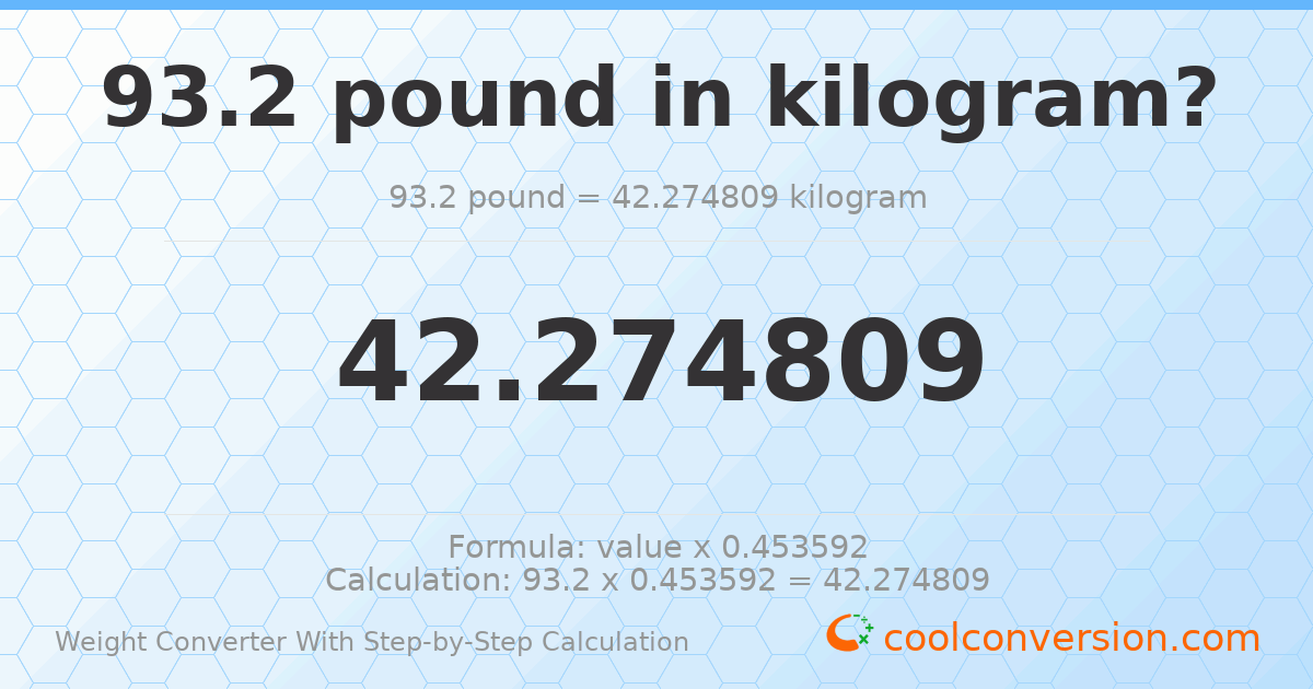 93.2 pounds = 42.2748 kilograms