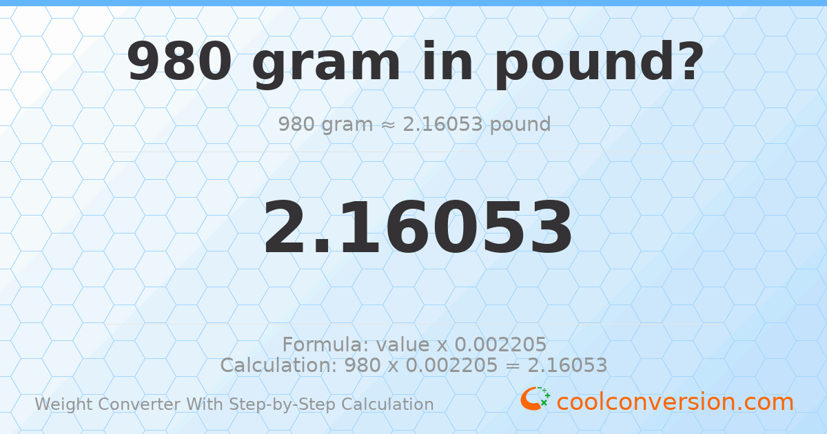980 grams = 2.16053 pounds