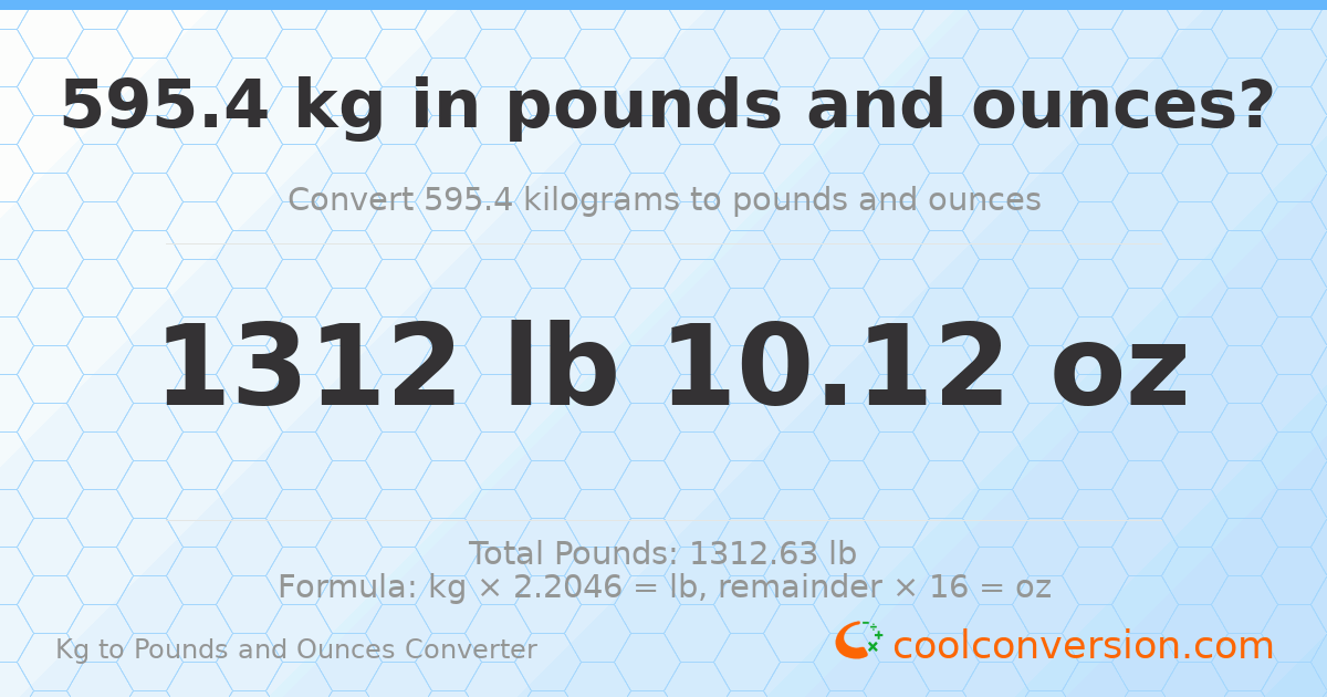 595.4 kg to lbs and oz — 595.4 kg = 1312 lb 10.12 oz