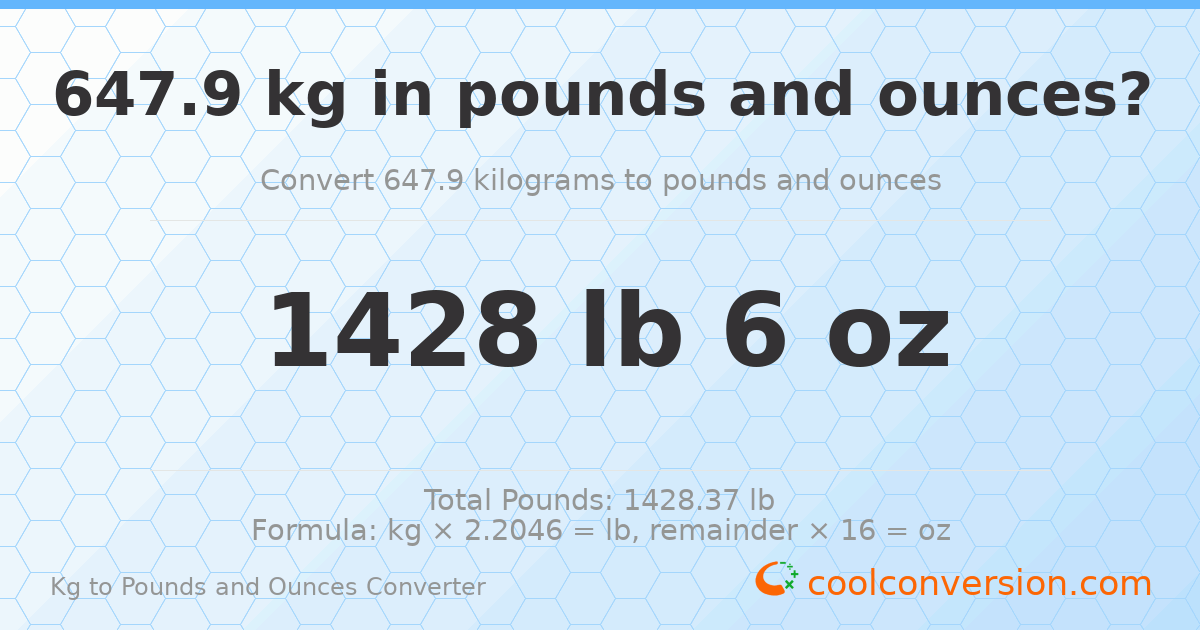 647.9 kg to lbs and oz — 647.9 kg = 1428 lb 6 oz