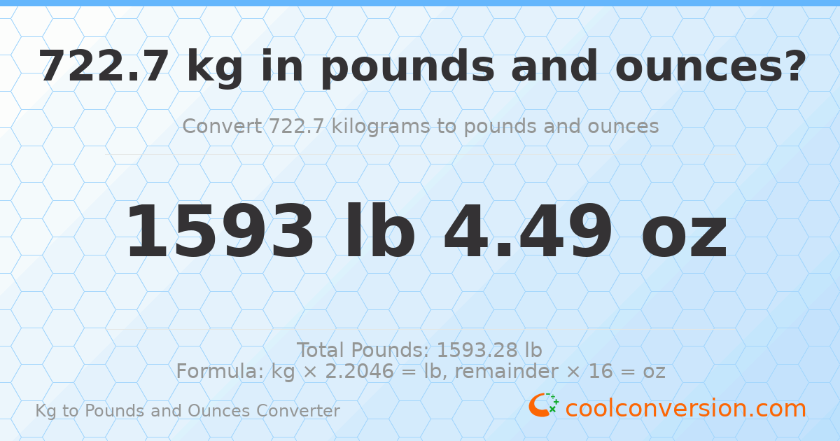 722.7 kg to lbs and oz — 722.7 kg = 1593 lb 4.49 oz