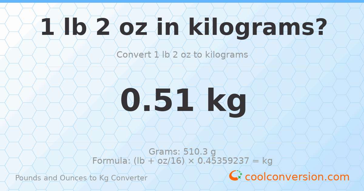 1 lb 2 oz to kg — 0.51 kg