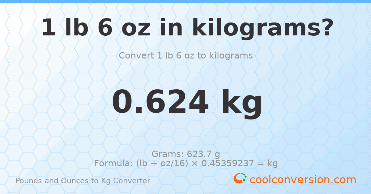 1 lb 6 oz to kg — 0.624 kg