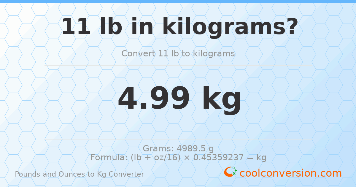 11 lb to kg — 4.99 kg
