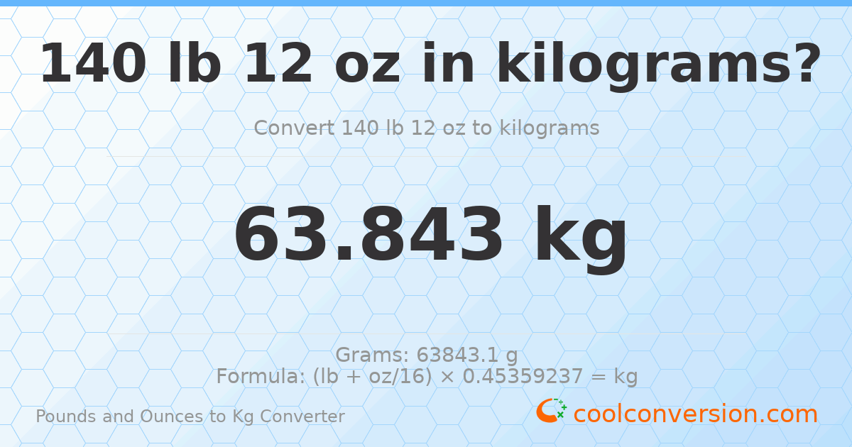140 lb 12 oz to kg — 63.843 kg