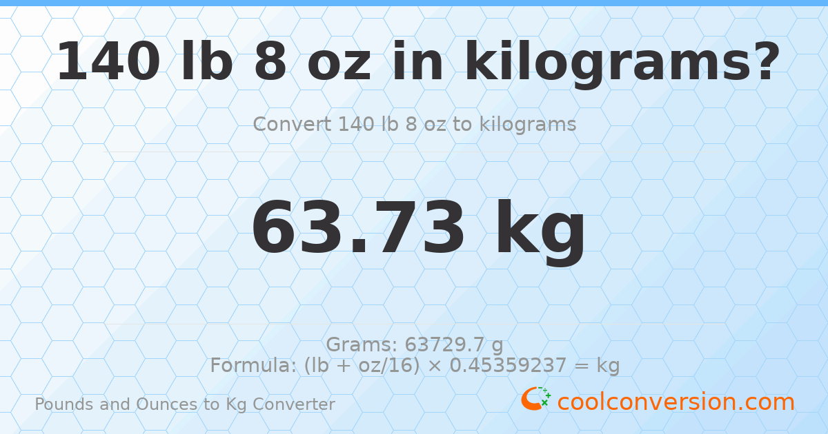 140 lb 8 oz to kg — 63.73 kg