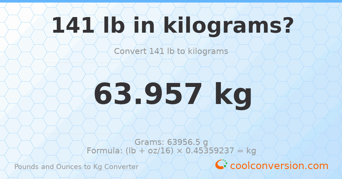 141 lb to kg — 63.957 kg