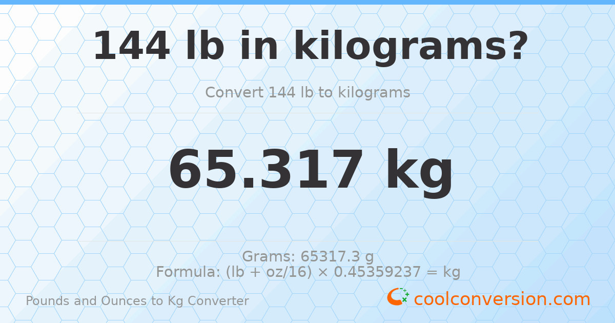 144 lb to kg — 65.317 kg