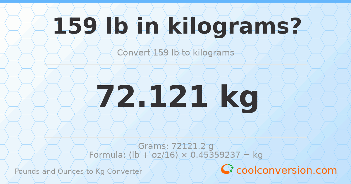 159 lb to kg — 72.121 kg