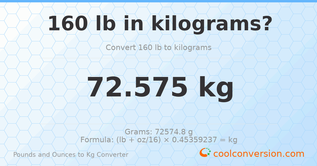 160 lb to kg — 72.575 kg
