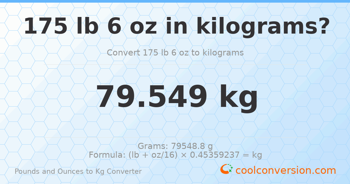 175 lb 6 oz to kg — 79.549 kg