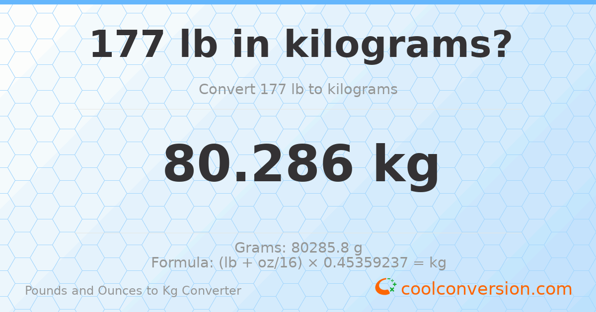 177 lb to kg — 80.286 kg