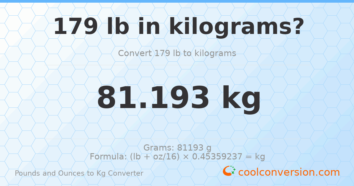 179 lb to kg — 81.193 kg