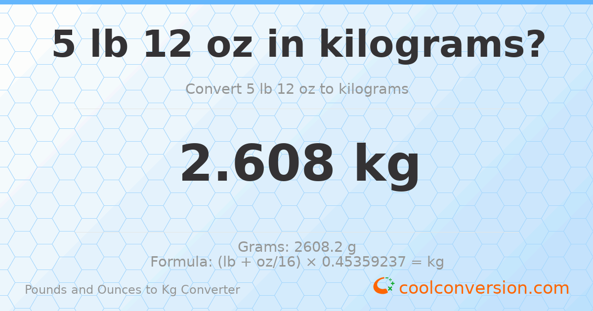 5 lb 12 oz to kg — 2.608 kg