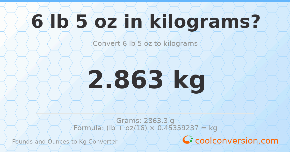 6 lb 5 oz to kg — 2.863 kg