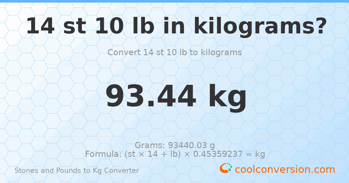 14 st 10 lb to kg — 93.44 kg