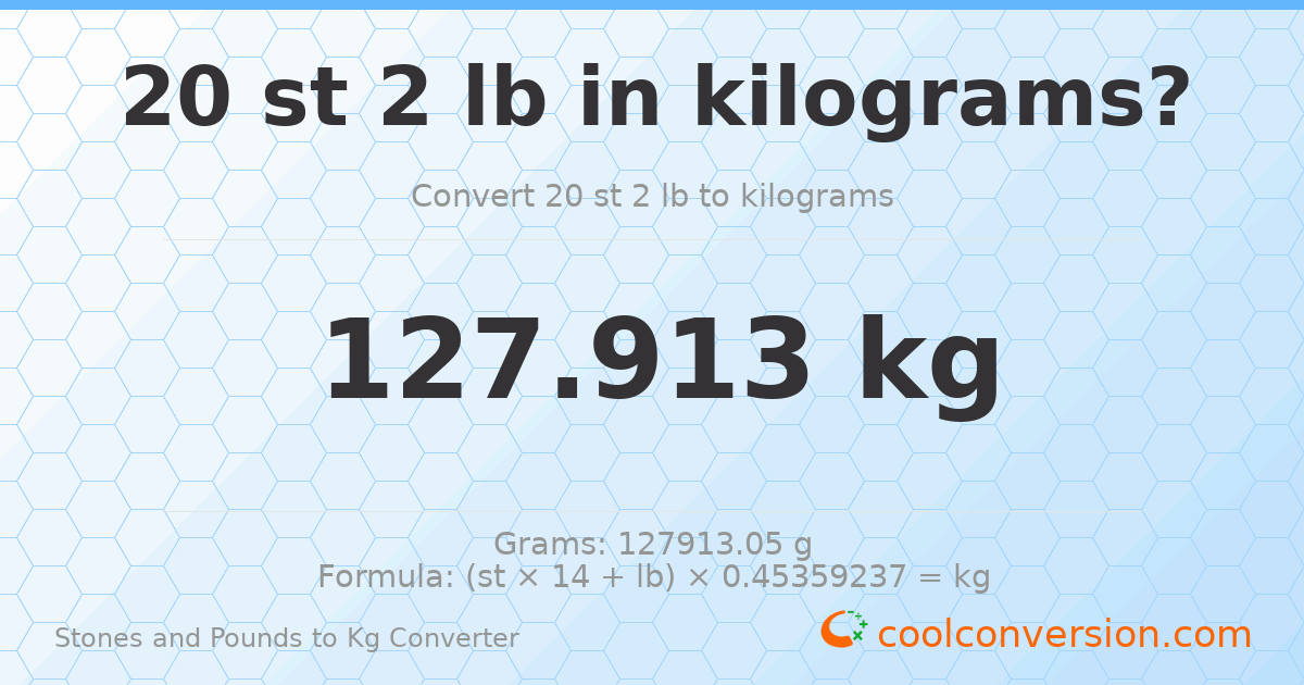 20 st 2 lb to kg — 127.91 kg