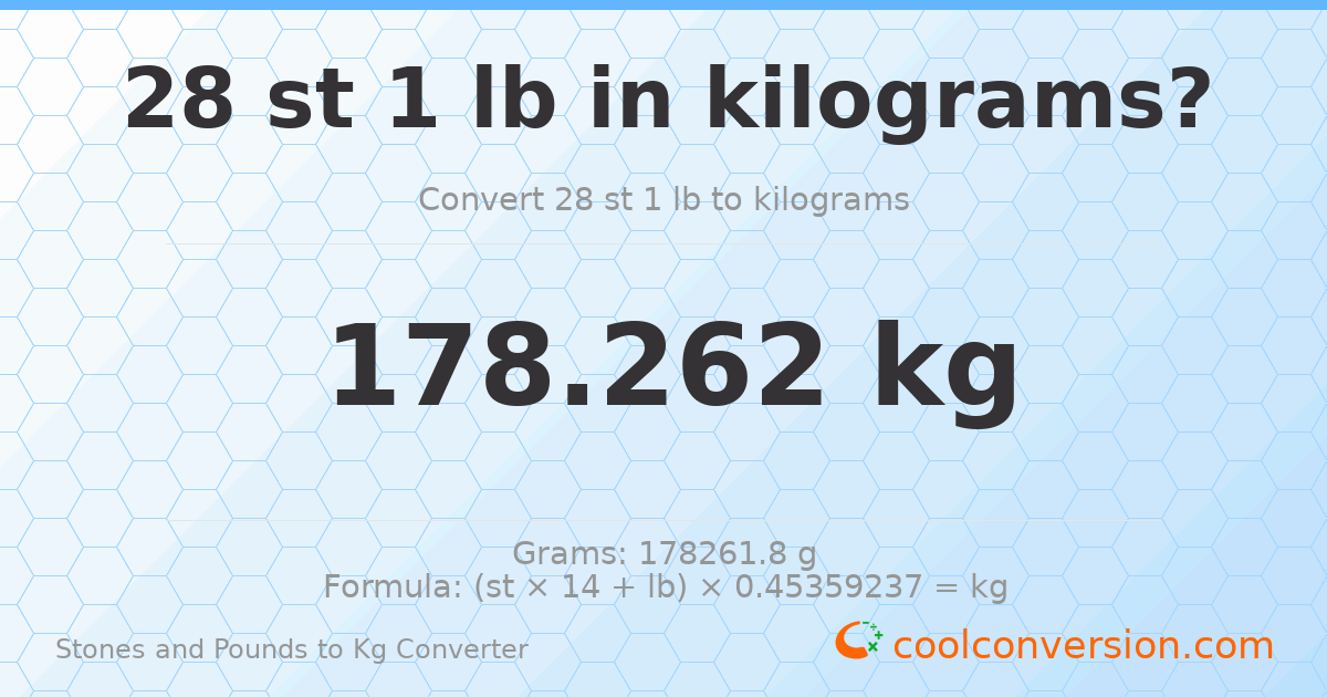 28 st 1 lb to kg — 178.26 kg