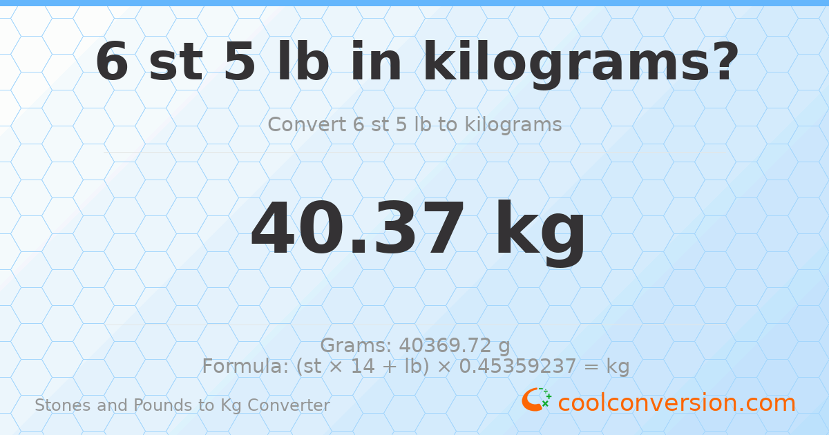 6 st 5 lb to kg — 40.37 kg